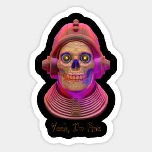 Neon Zombie Yeah I'm Fine Sticker